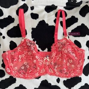 Adore Me Coral Pink Lace Underwire Bra